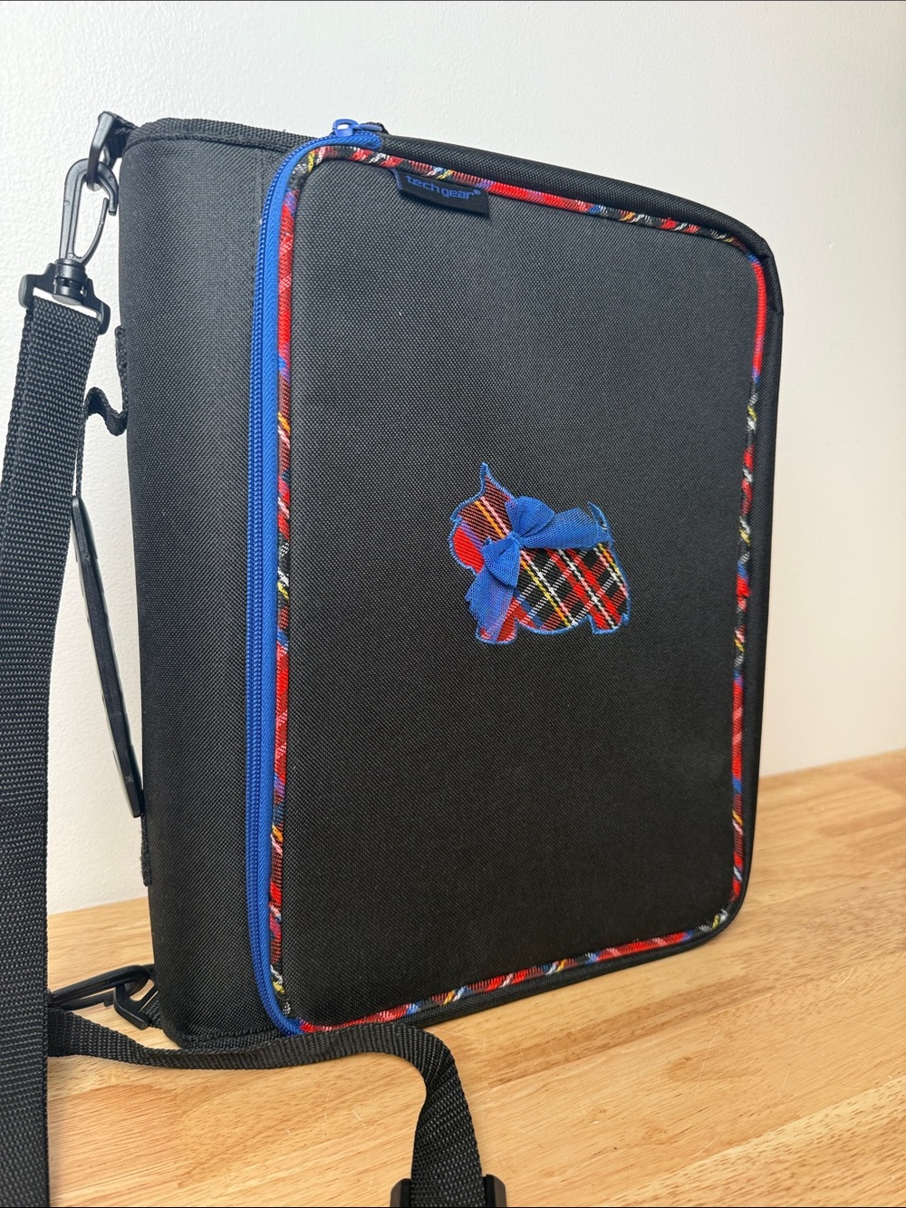 Trapper keeper Crossbody Organizer with Tartan Accent